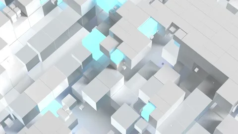 909 - White Tech Cubes Camera 1 Stock Footage 168078396