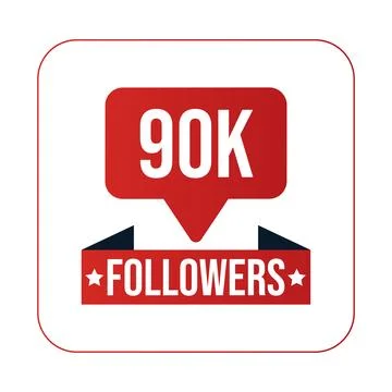 90K Followers Design Template Vector Illustration Stock Illustration
