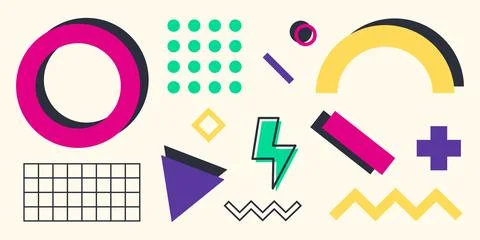 90s Abstract Elements Set. Vector Illustration With Colorful Shapes Stock Illustration