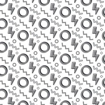 90s Abstract Monochrome Pattern. Vector Illustration With Geometric Shapes Stock Illustration