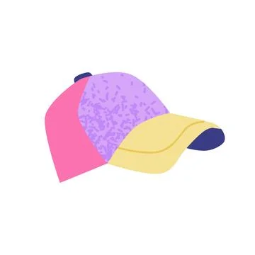 90s baseball hat. Bright multicolour hand drawn object. Vector illustration in Stock Illustration