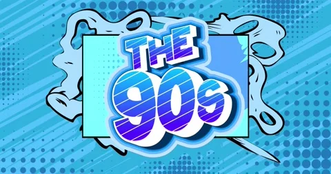 The 90s. Blue Comic Book style text and background Stock Footage 170347702