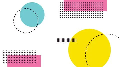 90s circle and rectangular background full color stock vector Stock Illustration