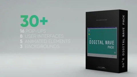 90s Digital Wave Pack Stock After Effects