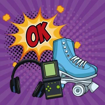 90s elements collection pop art cartoons Illustrazione stock