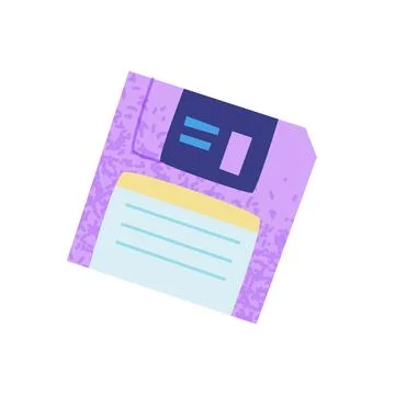90s floppy disk. Bright multicolour hand drawn object. Vector illustration in Stock Illustration