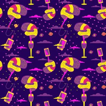 90s Nostalgia surreal style pattern background Stock Illustration
