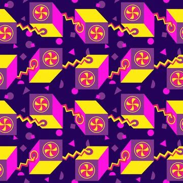 90s Nostalgia surreal vector pattern background Stock Illustration