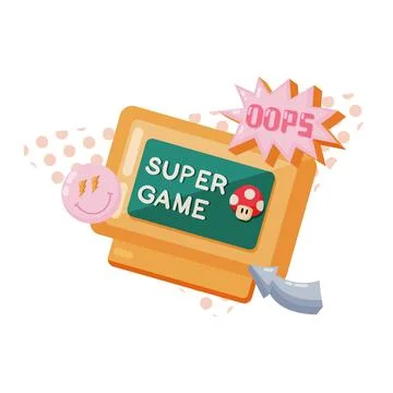 90s retro console game elements. Cartridge for console. Flat style vector ill Illustrazione stock