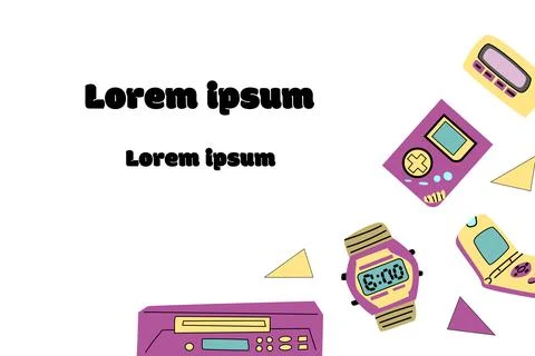 90s retro elements banner in retro style Stock Illustration