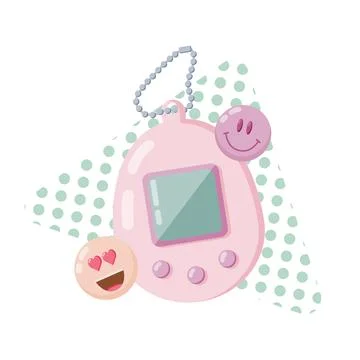 90s retro elements pocket pet electronic toy. Flat style vector illustration, Illustrazione stock