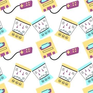 90s retro elements seamless pattern, retro style for background Stock Illustration