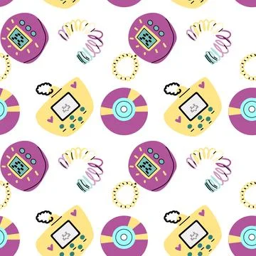 90s retro elements seamless pattern, retro style for background イラスト素材