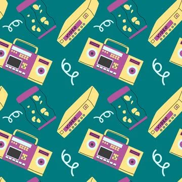90s retro elements seamless pattern, retro style for background 스톡 일러스트