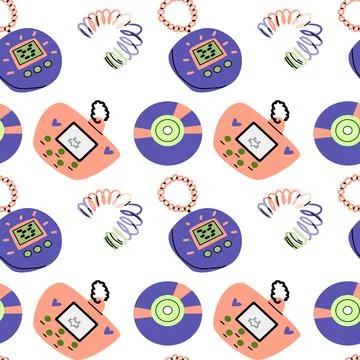 90s retro elements seamless pattern, retro style for background Stockillustratie