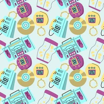 90s retro elements seamless pattern, retro style for background 스톡 일러스트