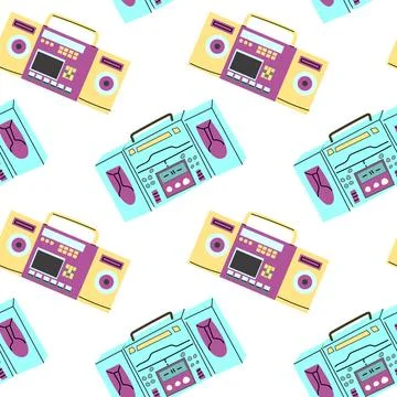 90s retro elements seamless pattern, retro style for background Stock Illustration