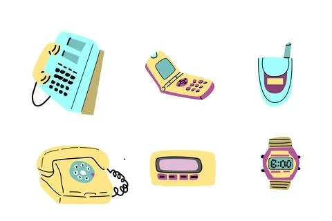 90s retro elements set or 80s, or y2k elements, retro style Stockillustratie