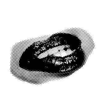 90s Retro halftone collage elements for mixed media design. Mouth in halftone Stock Illustration