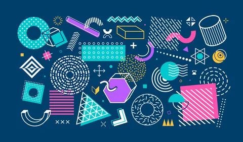 90s retro shapes background, pop art pattern 스톡 일러스트