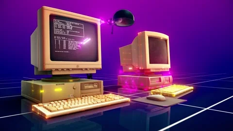 90s retro workplace 4k Video stock 146382557