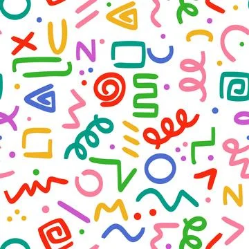 90s seamless pattern colorful squiggle Stock Illustration