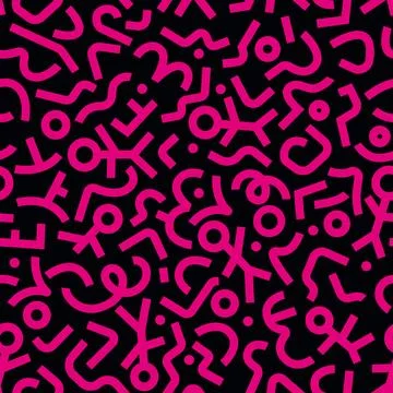 90s seamless pattern with squiggle on black background 스톡 일러스트
