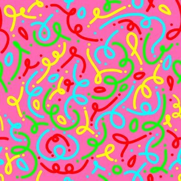 90s seamless pattern squiggle kid vector illustration Stock Illustration