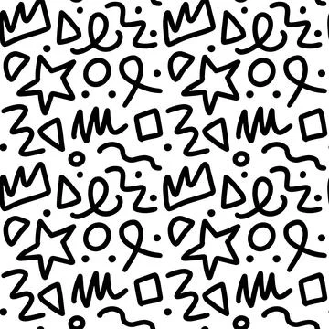 90s seamless pattern squiggle random Stock-Illustration