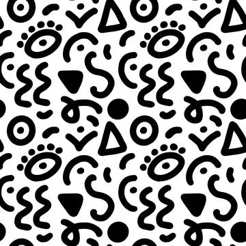 90s seamless pattern squiggle random Illustrazione stock