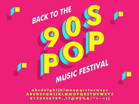 90s style font effect with simple modern look 스톡 일러스트