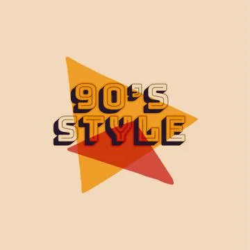 90s style label, retro triangle poster. Vintage hand drawn Nineties t shirt Stock Illustration
