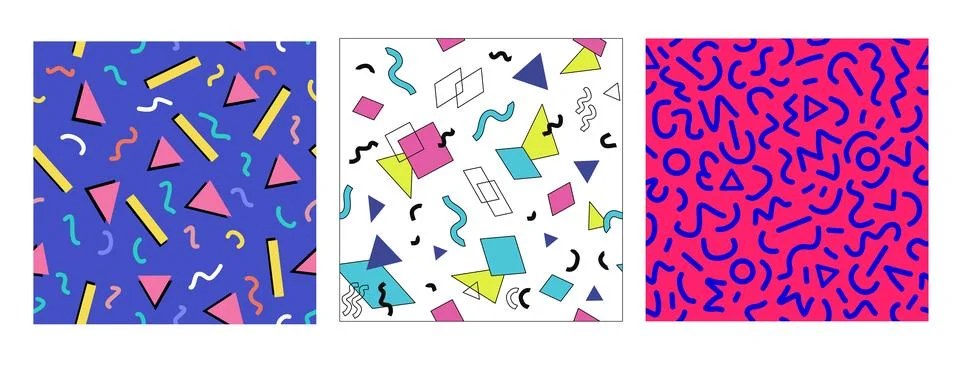 90's style seamless pattern collection Stock Illustration