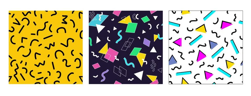 90's style seamless pattern collection Stock Illustration