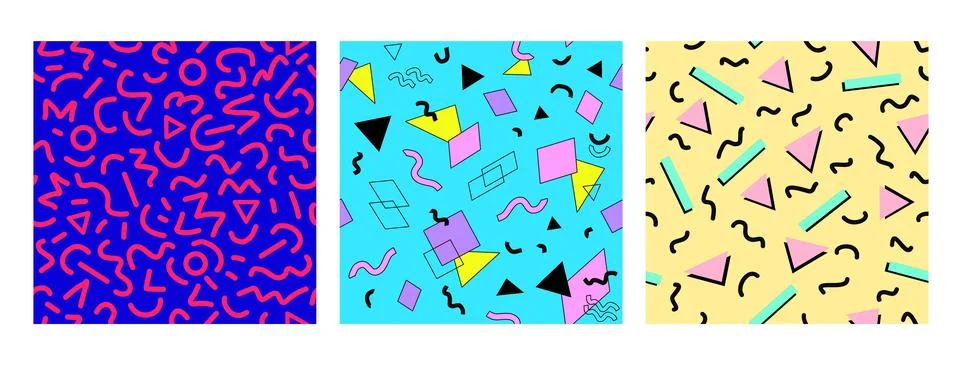 90's style seamless pattern collection Stock Illustration
