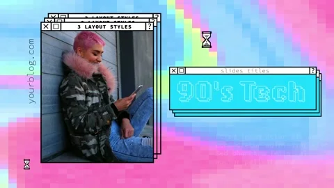 90s Tech Slides Titles. 스톡 After Effects
