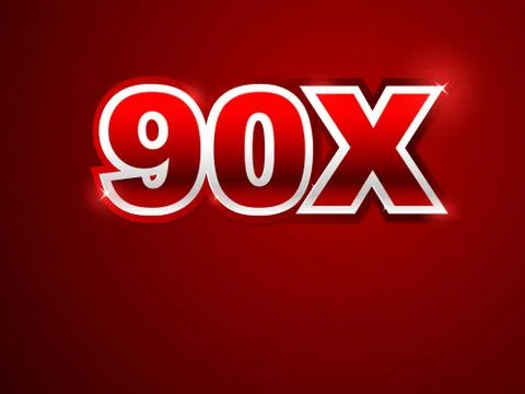90x sign in red background Stock Illustration