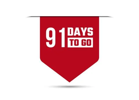 91 days to go red vector banner illustration isolated on white background Stock Illustration