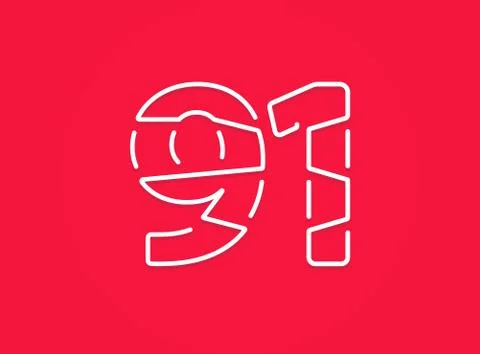 91 number. Modern trendy, creative style design. For logo, brand label, desig Stock Illustration