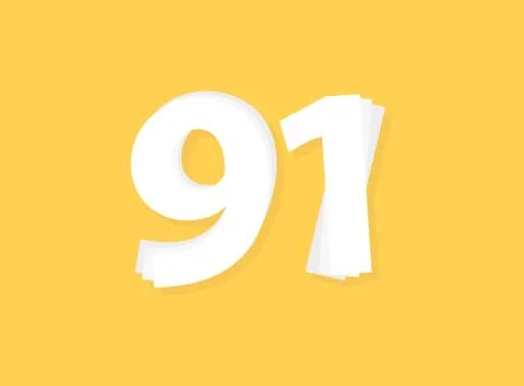 91 Number vector, modern layers design font. Eps10 illustration Stock Illustration