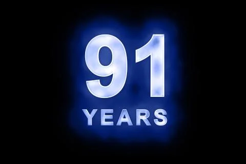 91 years text with blue glow Stock Illustration