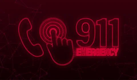 911 call in plexus style. Call icon vector. Hand holding smartphone. First aid Stock Illustration