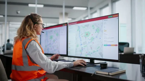 911 Emergency Services: Woman Dispatching Ambulance; Fire; Stock Footage 329300955