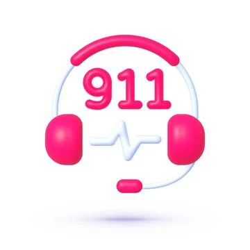 911 icon in 3D style Vector Illustration. 911 icon for medical design. Call Illustrazione stock