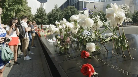 9/11 Memorial in New York, shot on 11th September 2019 Stock Footage
