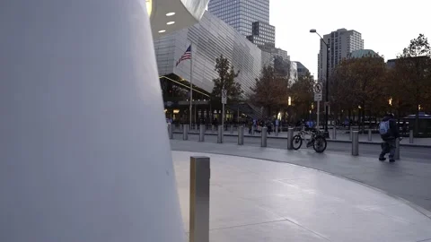 9/11 Memorial park, fall in Manhattan New York City Stock Footage 200324073
