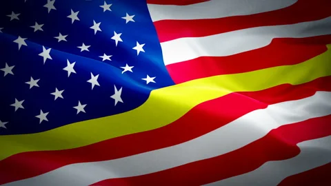 911 memorial Responder Flag Wave Loop waving in wind. Gold Line Emergency Stock Footage 106063707