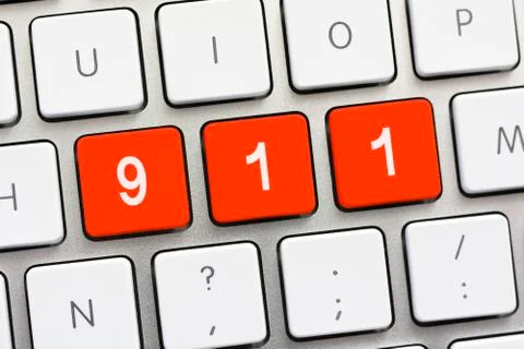 911 writing on white keyboard Stock Photos