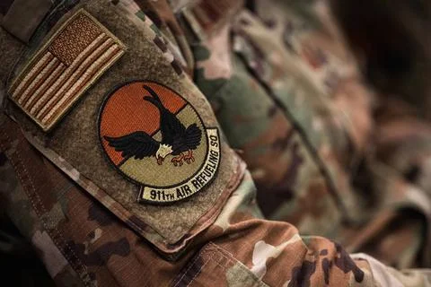 A 911th Air Refueling Squadron patch worn at Seymour Johnson Air Force Bas... Stock Photos