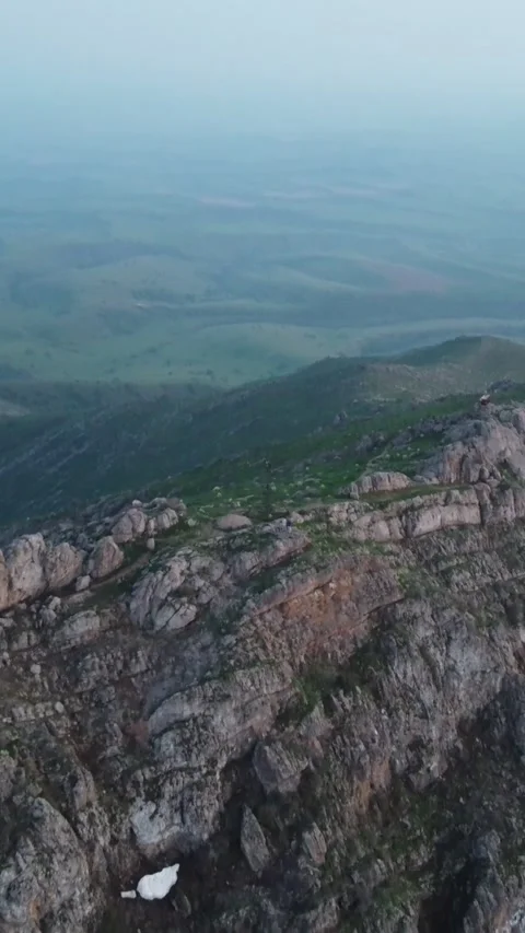 9:16: Drone Flight Towards Misty Green Ridges. Kazakhstan, Mount Kazygurt Видео 333621820